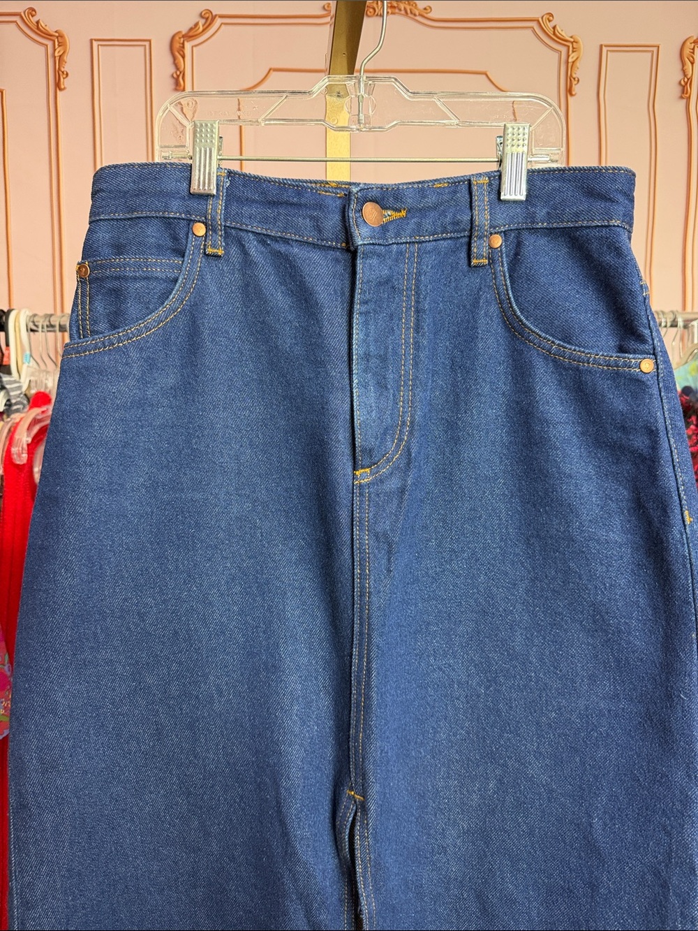 Pilcro Anthropologie The Madi Front-Slit Denim Skirt Dark Jean A-Line Fray Sz 4 - Picture 3 of 7